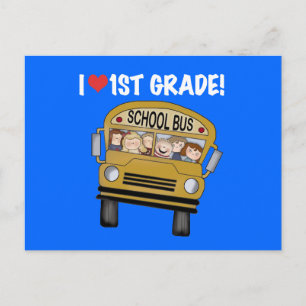 School Bus I Love 1st Grade Tshirts and Gifts Briefkaart