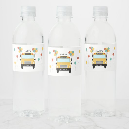 School Bus Kids Birthday Party Waterfles Etiket (Flessen)