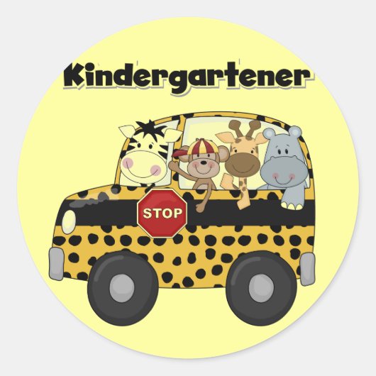 School Bus Kleuterschool Tshirts en geschenken Ronde Sticker (Voorkant)