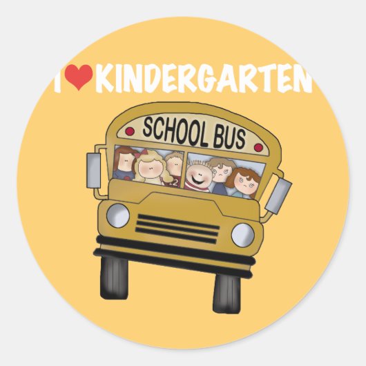 School Bus Liefde Kleuterschool Ronde Sticker (Voorkant)