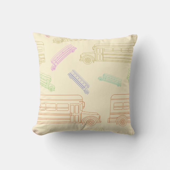 School Bus Pattern Back-to-School Design Kussen (Voorkant)