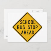 School Bus Stop Ahead Street Sign Briefkaart (Voorkant / Achterkant)