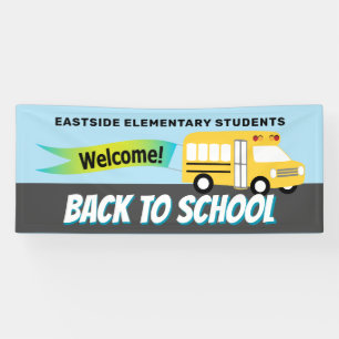 School bus Welkom terug naar schoolstudenten Spandoek