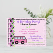 School Bus Wielen Roze Kaart (Staand voorkant)