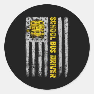 School buschauffeur Patriottisch VS Amerikaanse vl Ronde Sticker