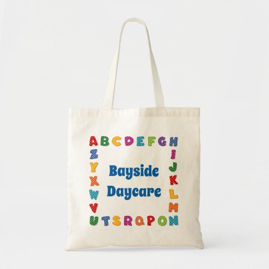 School Canvas tas met Bright Polka Dot Alphabet (Voorkant)