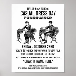  school, Casual dresdag Fundraiser Advert Poster