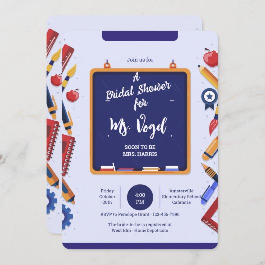 School Chalkbord uitnodiging (Voorkant / Achterkant)