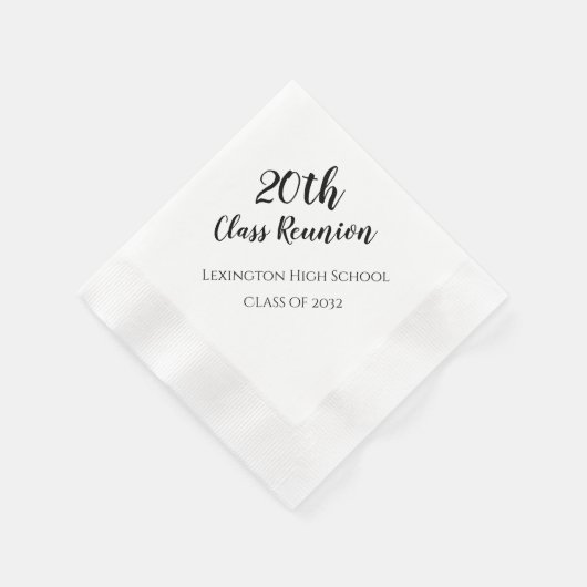 School Class Reunion Custom Napkins 20th 25th 50th Servet (Hoek)