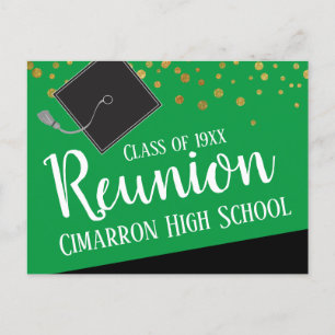 School Class Reunion Faux Gold Confetti Aankondigingskaart