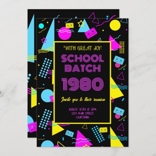 School Class Reunion Retro Classic 80's Stijl Kaart (Voorkant / Achterkant)