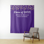 School Class Year Foto Achtergrond Paarse Goud Wit Wandkleed (In situ)
