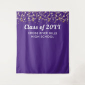 School Class Year Foto Achtergrond Paarse Goud Wit Wandkleed (Voorkant)