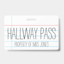 School Classroom Teacher - Hal Pass Badge