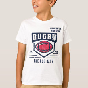 School Club Team League Naam Jaar Rugby T-shirt