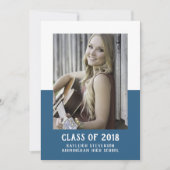 School Color Block Afstuderen Invite | Blauw Kaart (Voorkant)