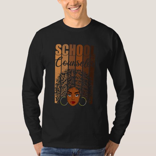School Counselor Black History Apparel Afro Melani T-shirt (Voorkant)