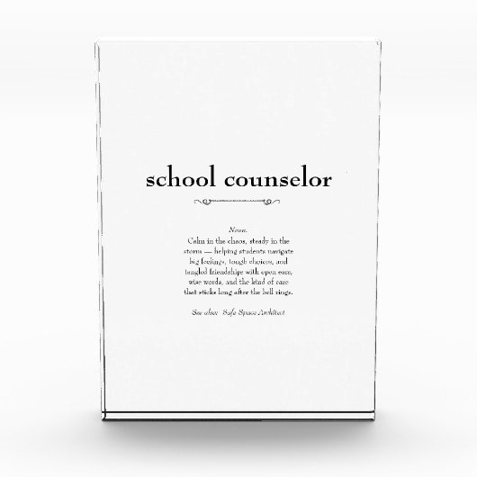 School Counselor Definitie Waardering Gift Fotoblokken (Voorkant)