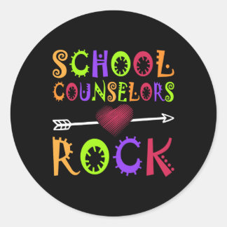 School Counselor Rock Heart Book School Counseling Ronde Sticker