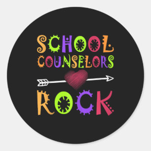 School Counselor Rock Heart Book School Counseling Ronde Sticker