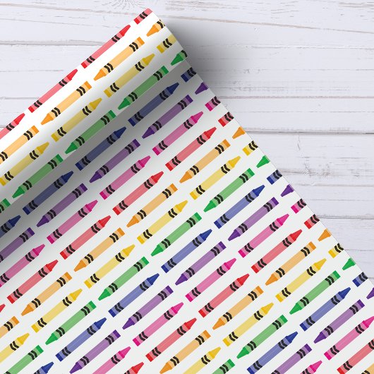 School Crayons Fun Kinder Teacher Pattern Cadeaupapier
