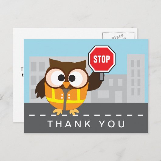 School Crossing Guard Schattigee Uil Dank u Briefkaart (Voorkant / Achterkant)