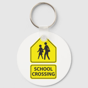 School Crossing Sign Sleutelhanger