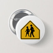 School Crossing Street Sign Ronde Button 5,7 Cm (Voorkant /achterkant)