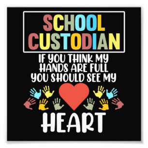 School Custodian Heart Caretaker Janitor Appreciat Foto Afdruk