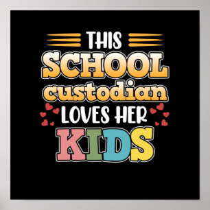School Custodian houdt van Kinder carrière Janitor Poster
