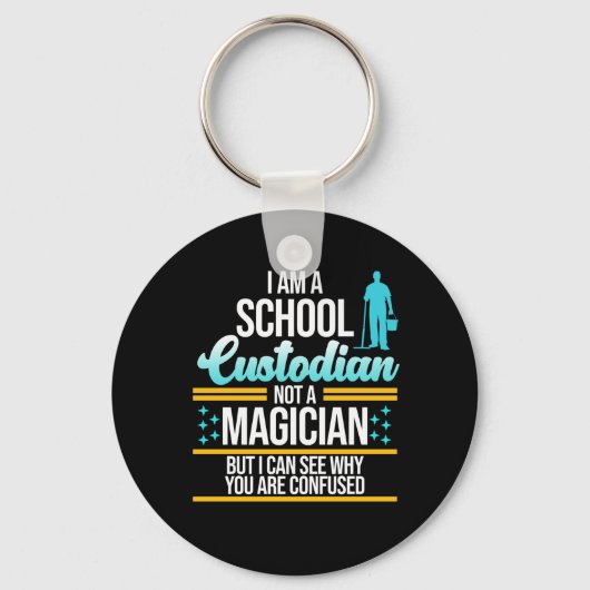 School Custodian Magicia Caretaker Janitor Graphi Sleutelhanger (Voorkant)