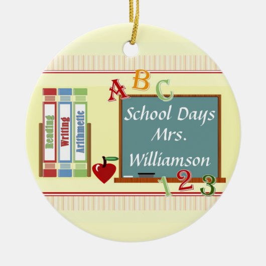 School Days Personalized Teacher Round Ornament (Voorkant)