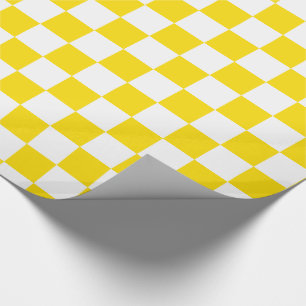 School Days Yellow en White Checkerboard Cadeaupapier