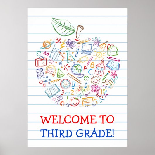 School Doodles Leraars Apple Poster (Voorkant)