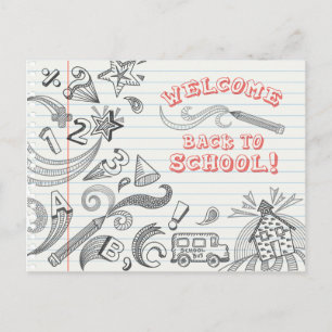School Doodles Welkom terug op school briefkaart
