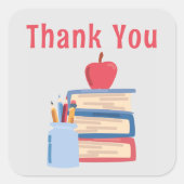 School Elementaire Leraar Leraar Student Dank u Vierkante Sticker (Voorkant)