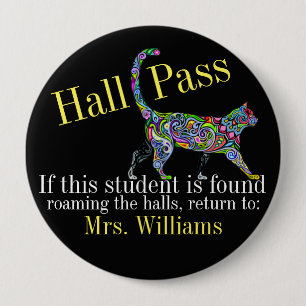 School Hall Pass / Cat - SRF Ronde Button 4,0 Cm