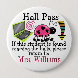 School Hall Pass / Lady Bug - SRF Ronde Button 4,0 Cm