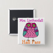 School Hall Pass - SRF Vierkante Button 5,1 Cm (Voorkant /achterkant)