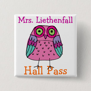 School Hall Pass - SRF Vierkante Button 5,1 Cm