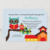 School House Wise Owl Kinder Afstuderen Uitnodigin Kaart (Voorkant / Achterkant)
