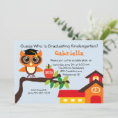 School House Wise Owl Kinder Afstuderen Uitnodigin Kaart (Staand voorkant)