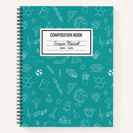 School Icons Custom Composition Notitieboek (Voorkant)