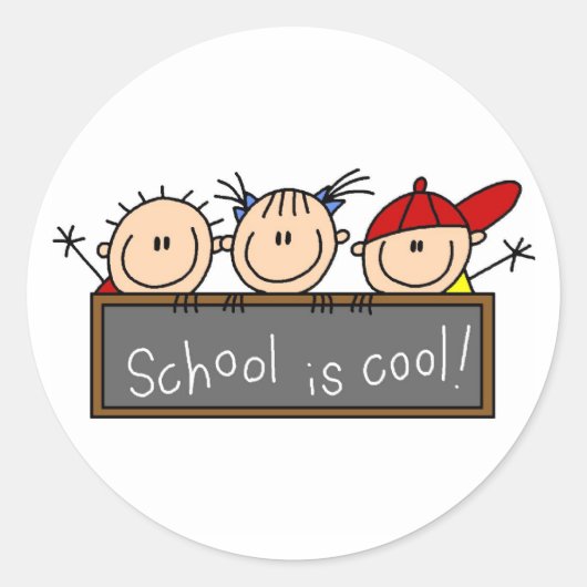 School is Cool Ronde Sticker (Voorkant)