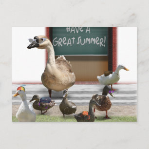School is uit, kleine dommerik met leraar Goose Briefkaart