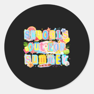 School is uit voor de zomer, gelukkige laatste sch ronde sticker