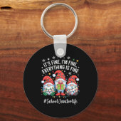 School Janitor Gnome Everything Is Fine Funny Chri Sleutelhanger (Voorkant)