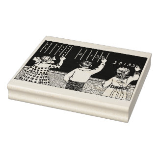 School Kinderen bij Chalkboard  Art Stamp Rubberstempel