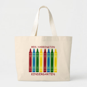 School kleurpotloden gepersonaliseerd grote tote bag