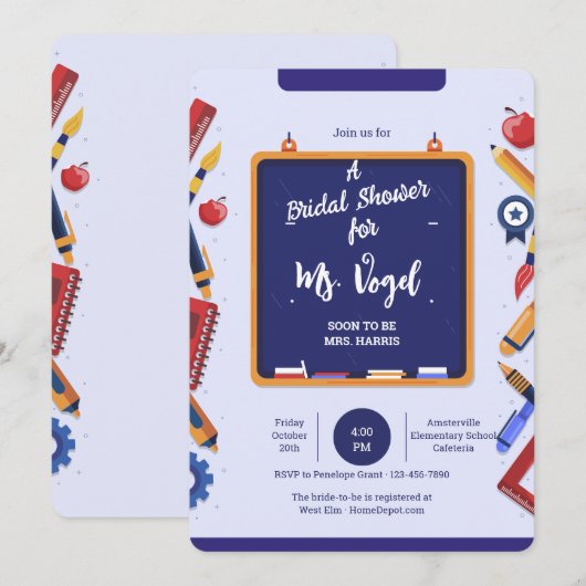 School krijtbord uitnodiging (Voorkant / Achterkant)